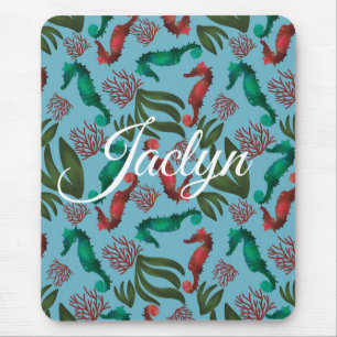 Seepferd Wasserfarbe Nautische Personalisierte Mousepad
