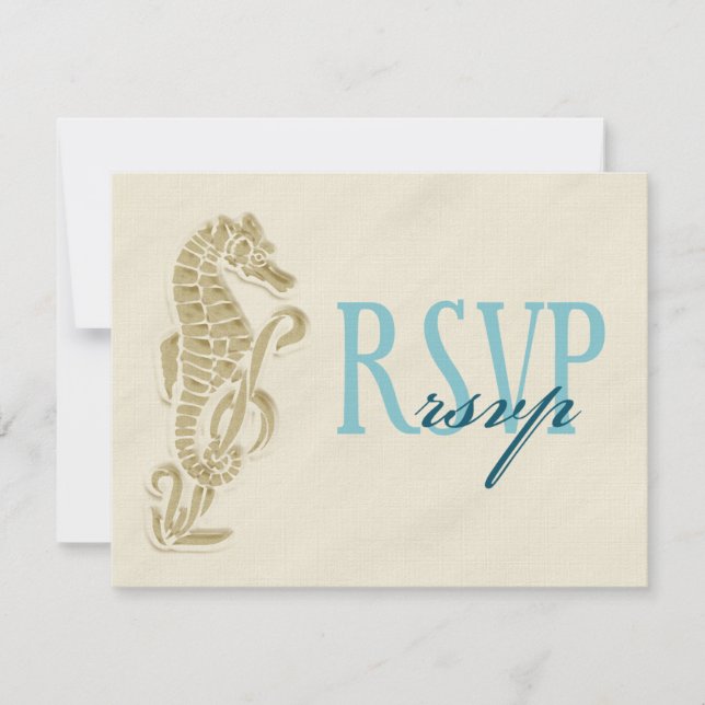 Seepferd Wedding RSVP Card (Vorderseite)