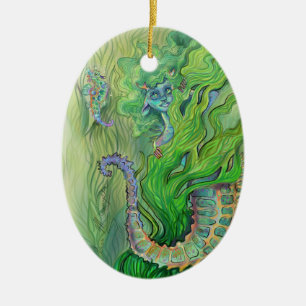 Seepferd Whisperer Mermaid Keramik Ornament
