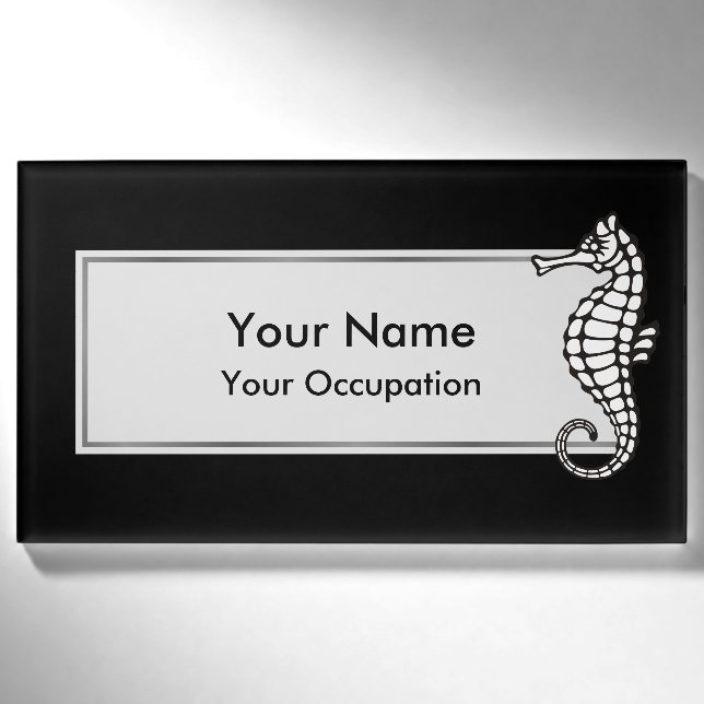 Seepferd White Namenschild (Vorderseite)