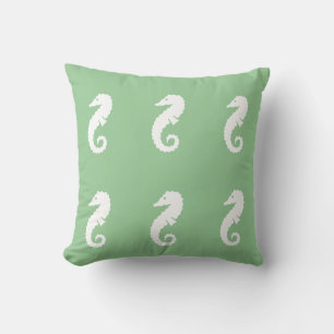 SEEPFERD WHITE on SEAFOAM GREEN Kissen