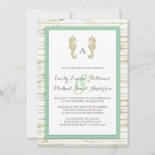 Seepferd Whitewusch Wood Beach Hochzeit Einladung