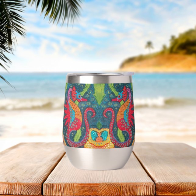Seepferd Wine Tumbler warm oder kalt (Strand)