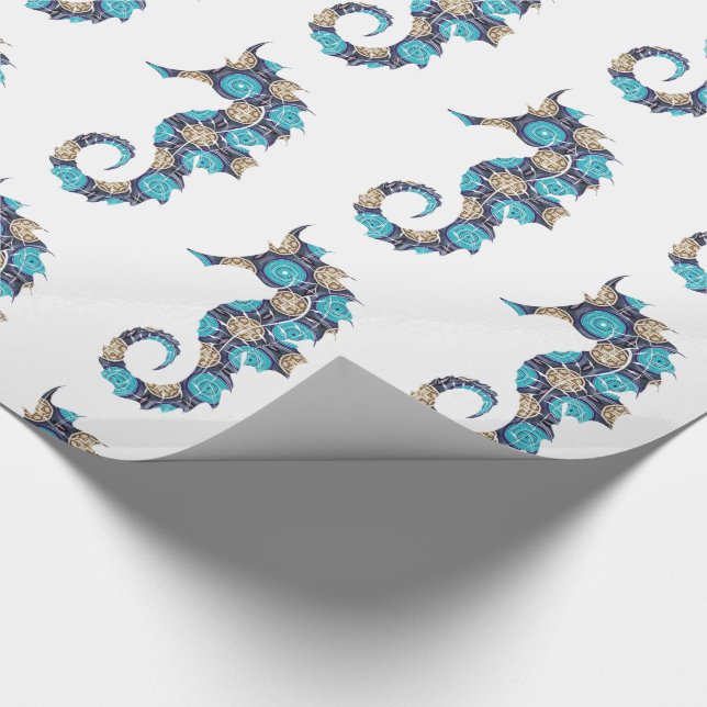 Seepferd Wrapping Paper Geschenkpapier (Ecke)