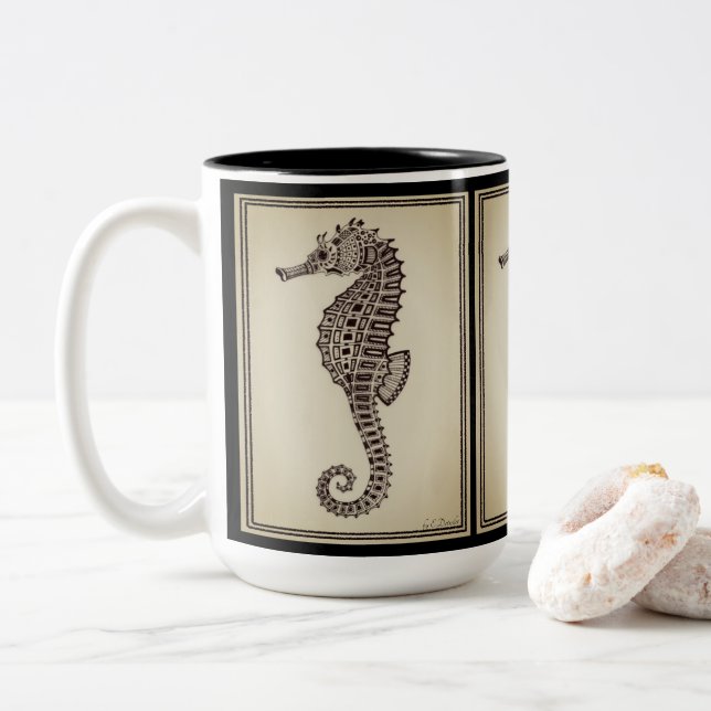 "Seepferd" Zweiton 15 Unze. hohe Tasse (Mit Donut)