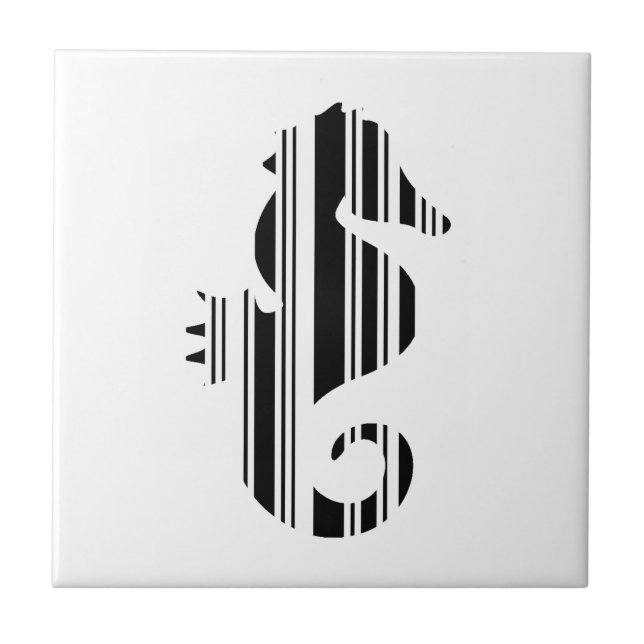 SEEPFERDCHEN-BARCODE Fisch Barcode-Musterdesign Fliese (Vorderseite)