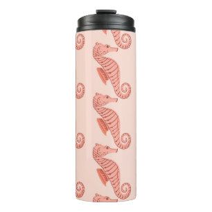 Seepferdchen-Doodle-Ornament: rosa Hintergrund. Thermosbecher