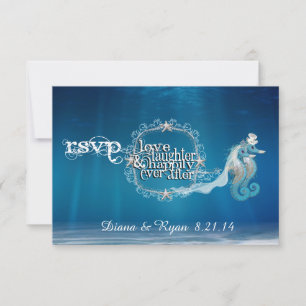 Seepferdchen-Einladung zur Hochzeit RSVP Karte