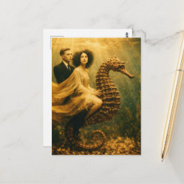 Seepferdchen-Fantasy-Fotografie im Vintage-Stil Postkarte