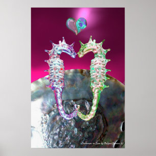 SEEPFERDCHEN IN LIEBE ROSA FUCHSIA PERLMUTT POSTER