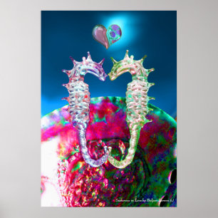 SEEPFERDCHEN IN LIEBE UND ROSA BLAUE PERLMUTTER POSTER