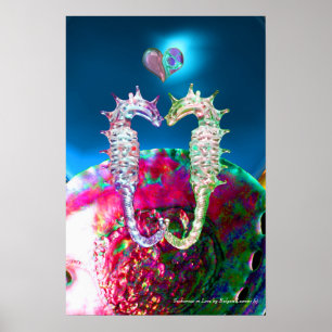 SEEPFERDCHEN IN LIEBE UND ROSA BLAUE PERLMUTTER POSTER
