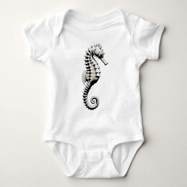 Seepferdchen-Kunst Baby Strampler (Vorderseite)