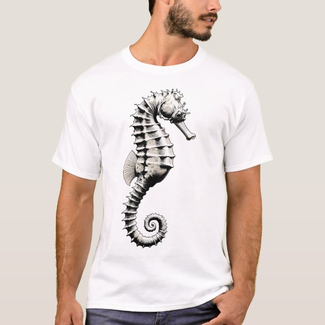 Seepferdchen-Kunst T-Shirt (Vorderseite)