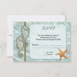 Seepferdchen-nautische Hochzeit-Antwortkarte RSVP Karte