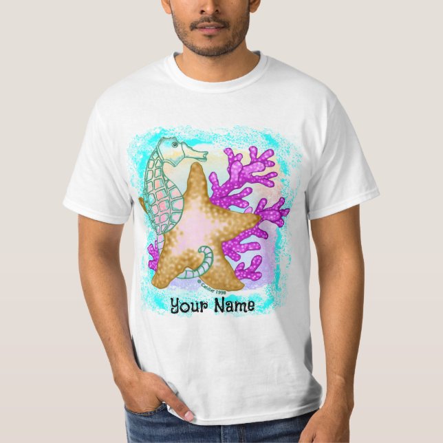 Seepferdchen Seesterne Freunde T-Shirt (Vorderseite)
