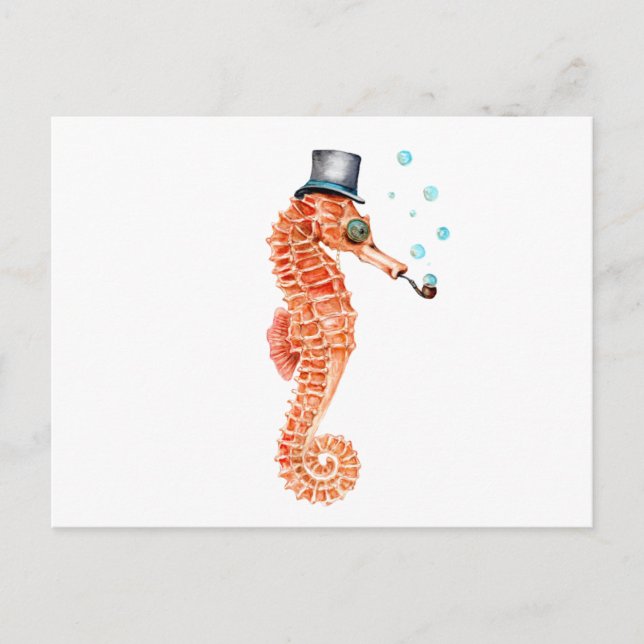 Seepferdchen Steampunk Postkarte (Vorderseite)
