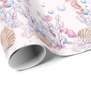 Seepferdchen-Strand Fliesenmuster-Party-Verpackung Geschenkpapier