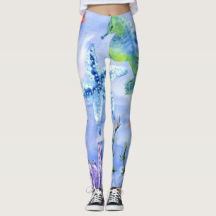 Seepferdchen Und Seesterne Mit Korallen Muster Leggings