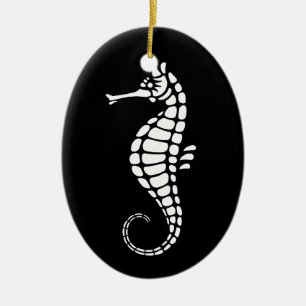 Seepferdchen Weiß Keramik Ornament