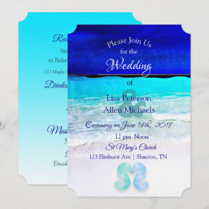 Seepferde am Meer Blue Beach Hochzeitseinladungen Einladung