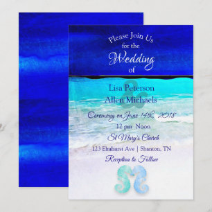 Seepferde am Meer Blue Beach Hochzeitseinladungen Einladung