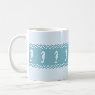 Seepferde an der blauen Küste Streifen Kaffeetasse