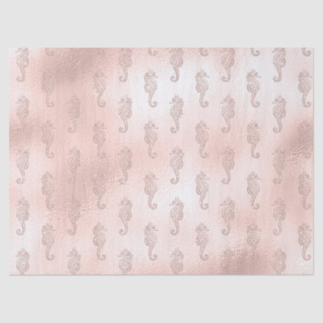 Seepferde auf rosa Decoupage Seidenpapier (Vorderseite)