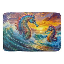 Seepferde bei Sunset Design von Rich AMeN Gill Badematte