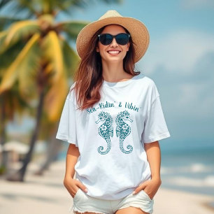 Seepferde-Fischer-Core-Hawaiianische tropisch-Aqua T-Shirt