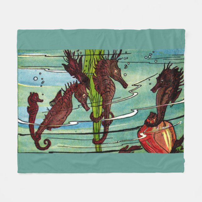 Seepferde Fleecedecke (Vorderseite (Horizontal))