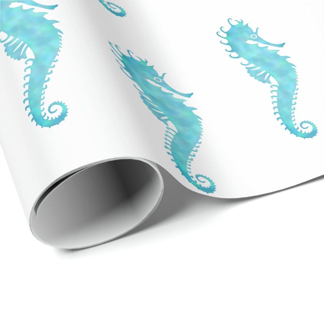 Seepferde Geschenkpapier (Rolleneckpunkt)
