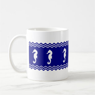 Seepferde im weißen und weißen Ozean Kaffeetasse