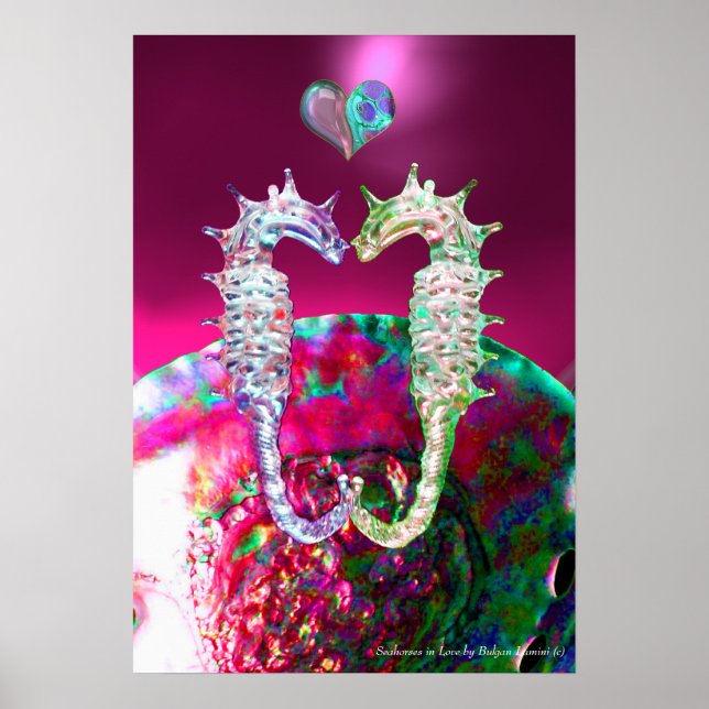 SEEPFERDE IN DER LIEBE PINK FUCHSIA MUTTER VON PEA POSTER (Vorne)