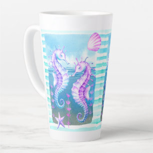Seepferde mit farbenfrohen Wasserfarben Latte Tass Milchtasse