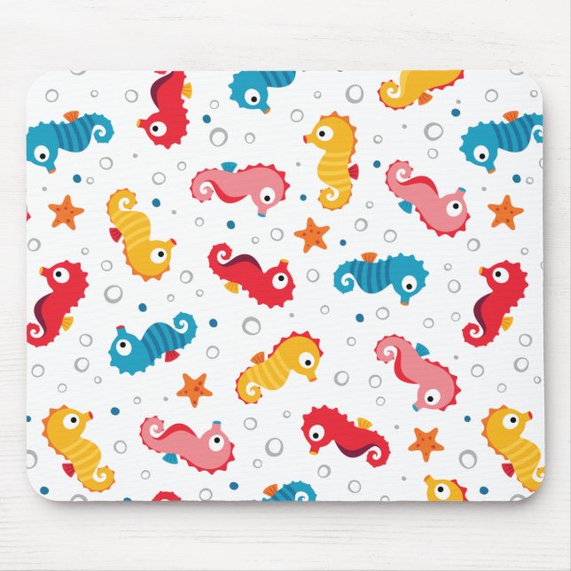 Seepferde Nahtloses Muster Mousepad (Vorne)