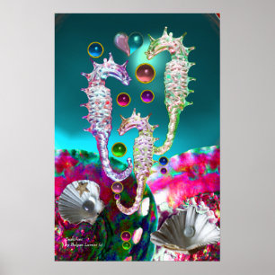SEEPFERDE, ROSA BLAUGRÜN PERLMUTT POSTER