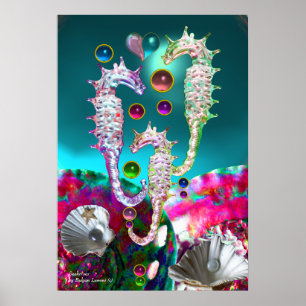 SEEPFERDE, ROSA BLAUGRÜN PERLMUTT POSTER