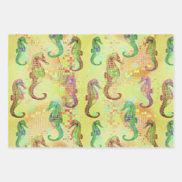 Seepferde, Taffi Op Art & Cardiff Sampler Geschenkpapier Set