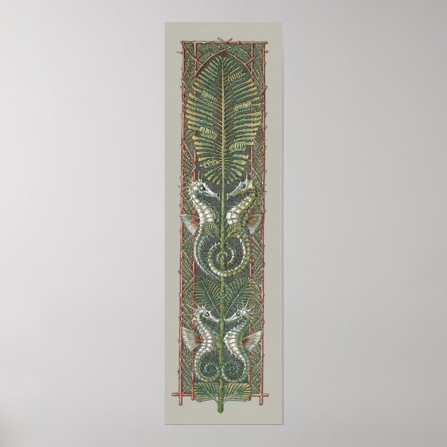 Seepferde und Algen, Vintager Jugendstil Poster (Vorne)