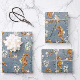 Seepferde unter der Tiefsee Geschenkpapier Set