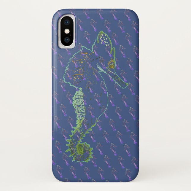Seepferdkunst, Seepferde iPhone X, Barely There Case-Mate iPhone Hülle (Rückseite)