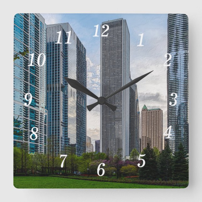 Seepromenade Park Painterly Wall Uhr (Vorderseite)
