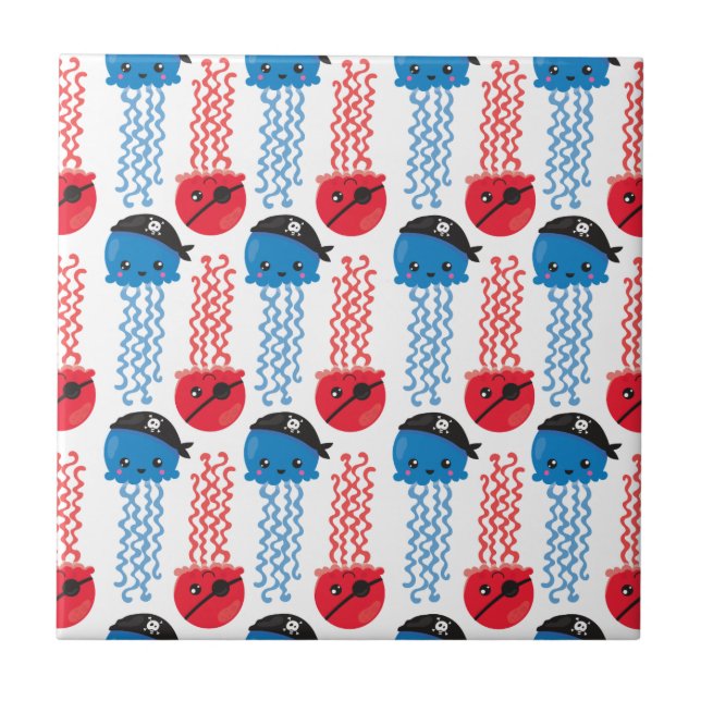 Seeräuber, Quallenfische, Meerestiere Fliese (Vorderseite)