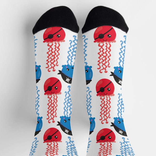 Seeräuber, Quallenfische, Meerestiere Socken (Oben)