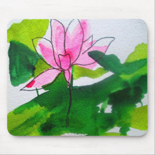 Seerosen-Abstrakt-Wasserfarben-Blumenkunst Mousepad