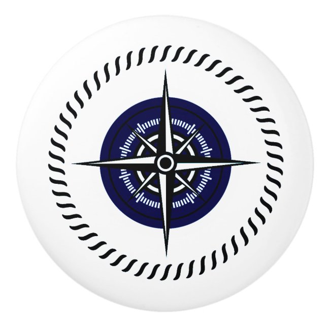 SeeRosen-Kompass-Kabinett-Fach-Griff-Marine Keramikknauf (Vorderseite)