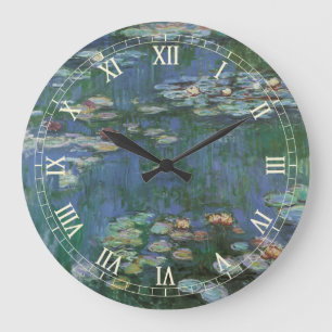 Seerosen von Claude Monet, Vintage Flowers Große Wanduhr