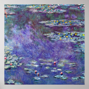 Seerosen von Claude Monet, Vintage Impressionismus Poster