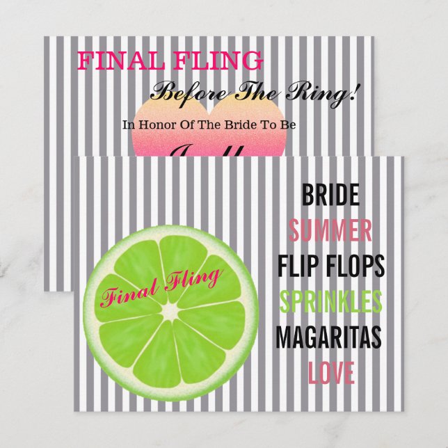 Seersucker Summer Bride Sprinkle Party Einladung (Vorne/Hinten)